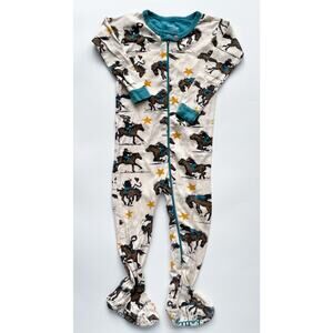 Hatley Toddler Western Cowboy One Piece Zip Up Footie Pajamas Size 18-24 Months
